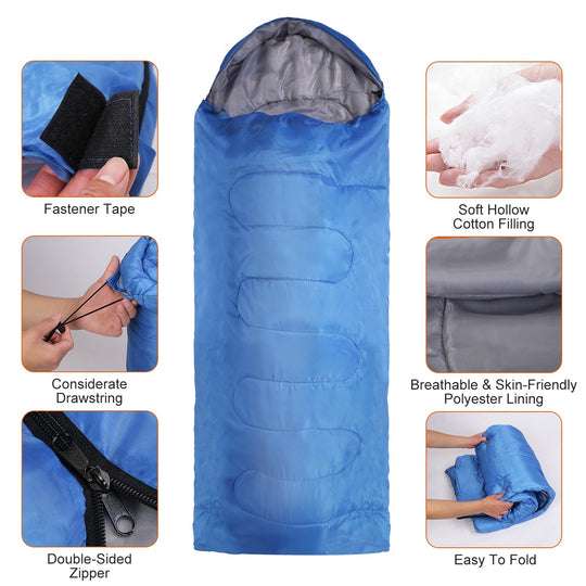 Camping Sleeping Bag for Adults & Teens, Moisture-Proof 32-50℉ with Carry Bag
