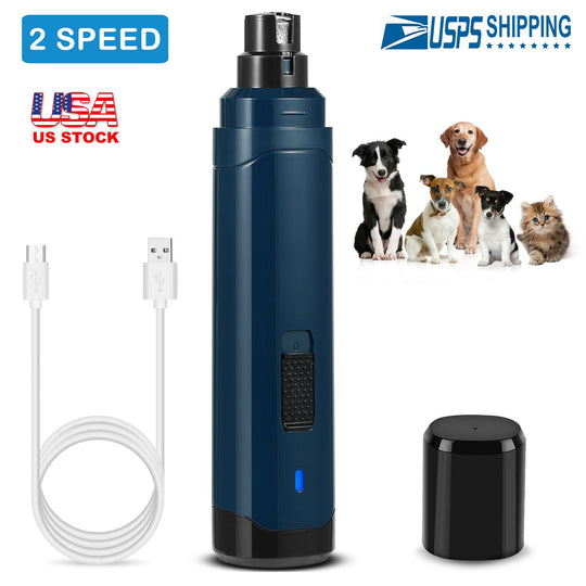 Dog Nail Grinder 2 Speeds Quiet USB Rechargeable Pet Nail Grinder Professional Pet Nail Trimmer Cordless Paws Grooming & Smoothing Claw Care for Small