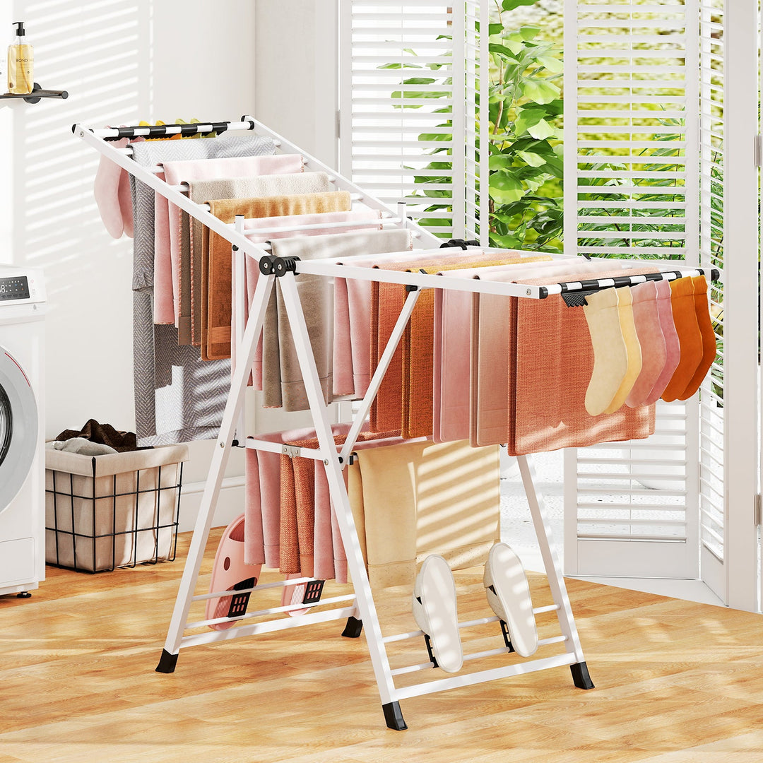 64 Inches Clothes Drying Rack with Height Adjustable Wings