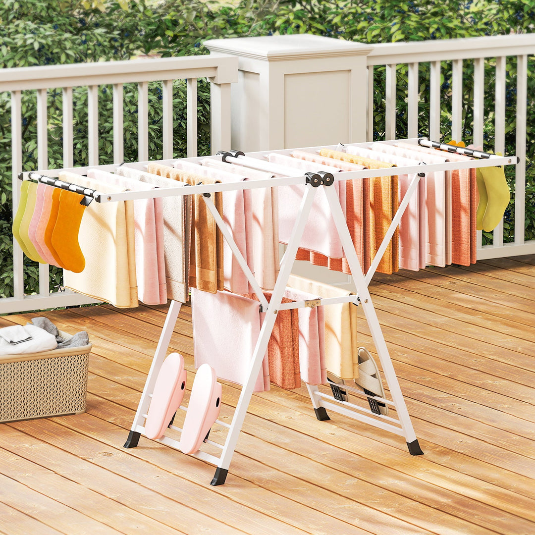 64 Inches Clothes Drying Rack with Height Adjustable Wings