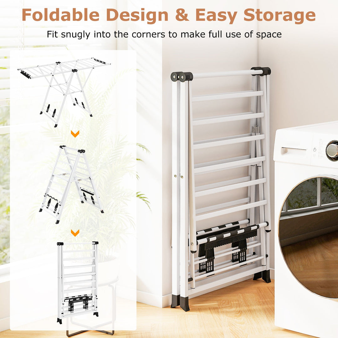 64 Inches Clothes Drying Rack with Height Adjustable Wings