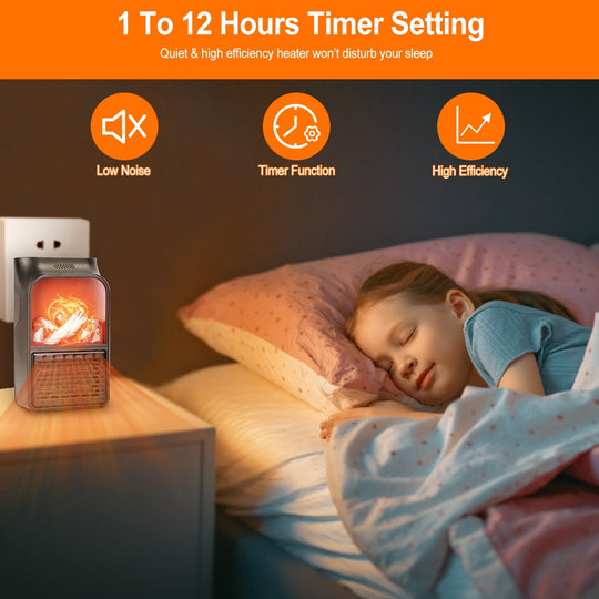 800W Plug-In Space Heater with 360° Rotatable Plug & Remote
