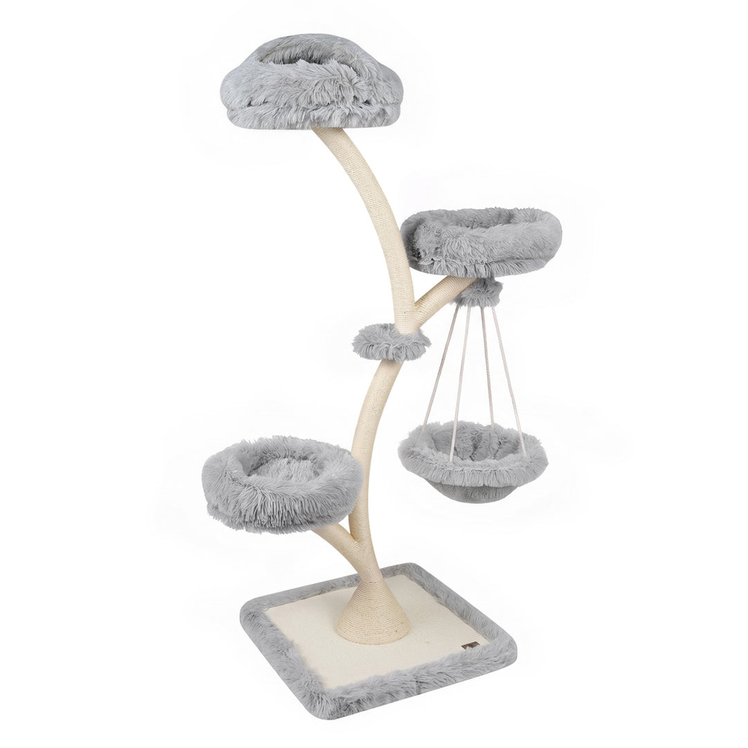 66.5" Multi-Level Modern Cat Tower with Top Perch 2 Beds Hammock and Sisal Posts