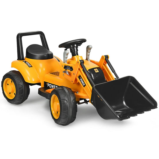 Kids Ride On Excavator Digger 6V Battery Powered Tractor-Yellow