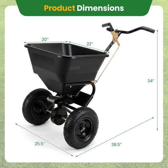 Walk-Behind Broadcast Spreader 66 LBS with 13" Tires