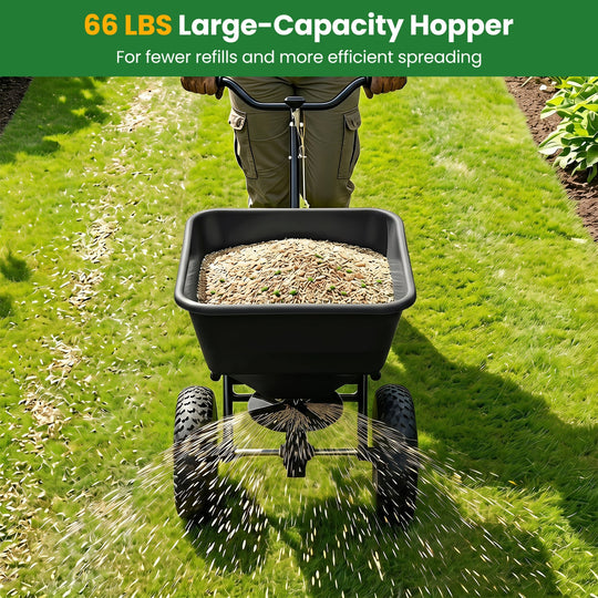 Walk-Behind Broadcast Spreader 66 LBS with 13" Tires