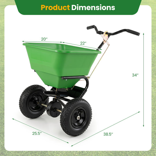 Walk-Behind Broadcast Spreader 66 LBS with 13" Tires