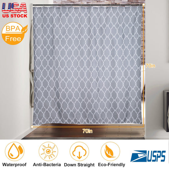 Shower Curtain Waterproof 70x70Ó Inches Bathroom Shower Drape Liner Print Polyester Fabric Bathroom Curtain w/ 12 Hooks for Bathtub Shower Stall