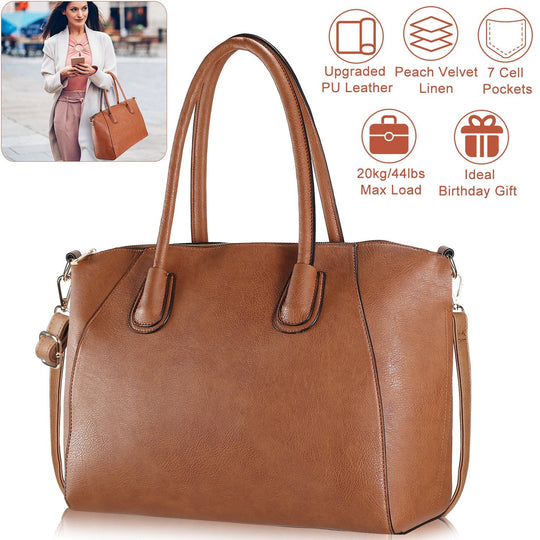 WomenÕs Soft Leather Handbag Tote Bags Large Shoulder Crossbody Bag 7 Cells Zipper Purse Handle Bag Phone Book Cosmetic Case for Office Lady Student