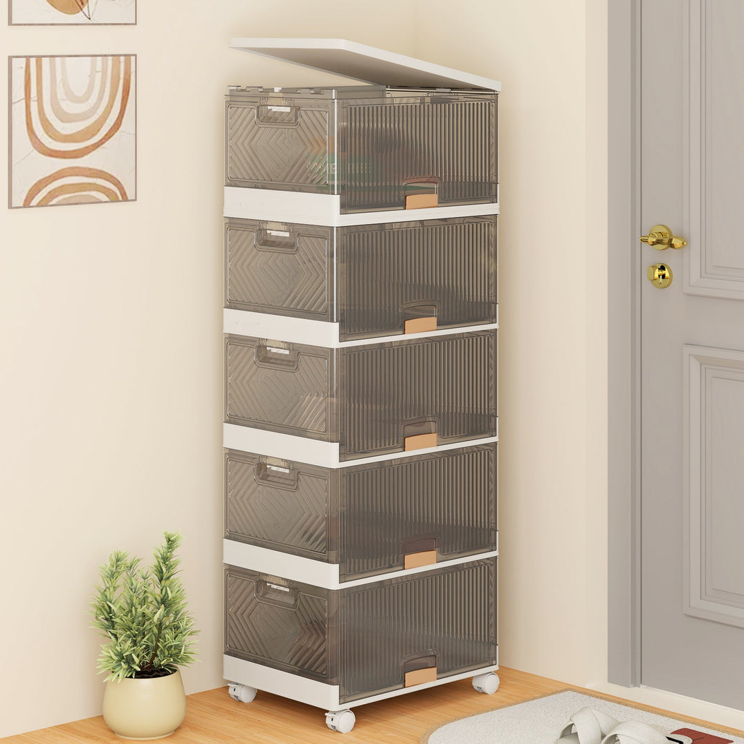 3/4/5/6-Cube Stackable Storage Bins with Detachable Wheels