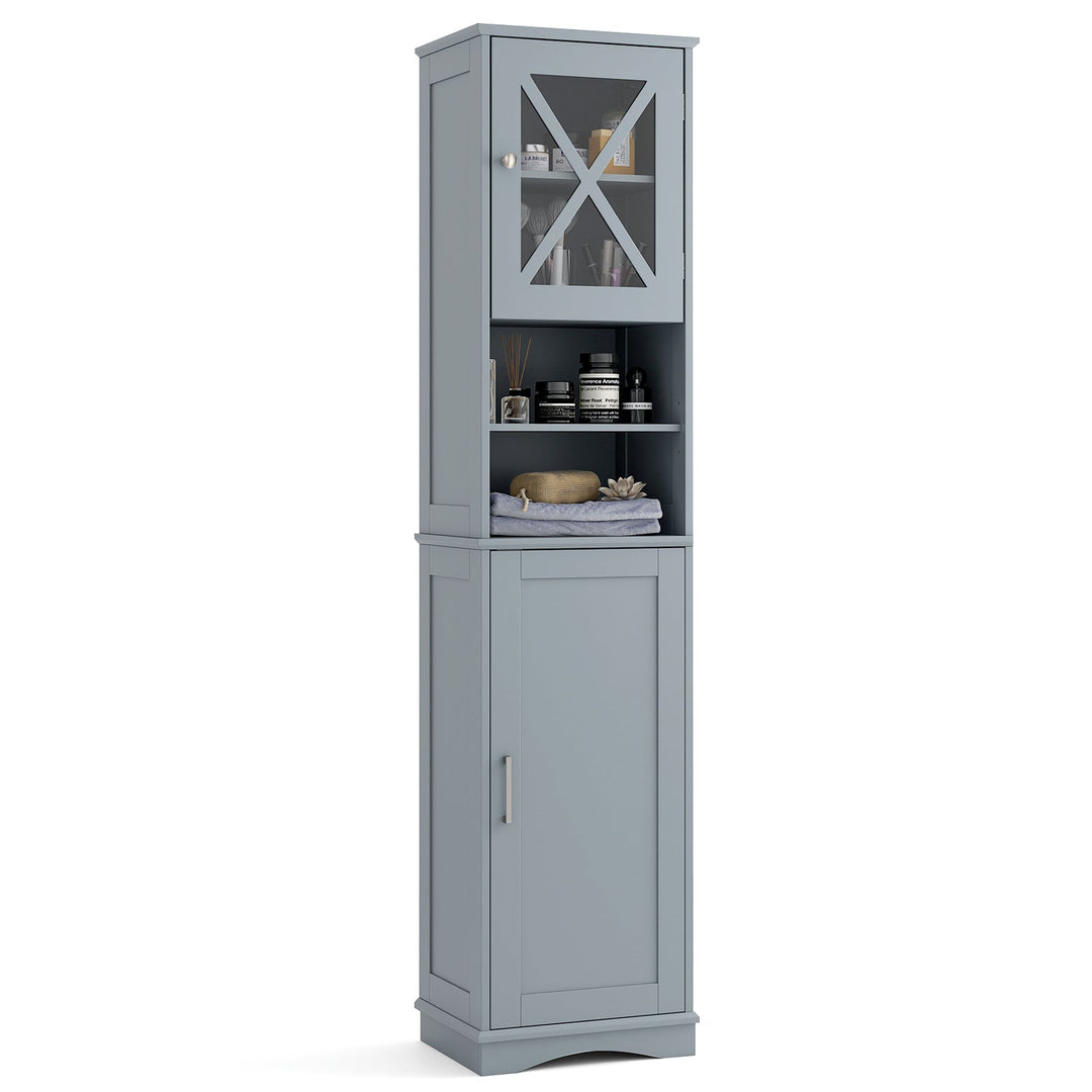 67 Inch Tall Bathroom Cabinet Freestanding Storage Cabinet with 5 Adjustable Shelves