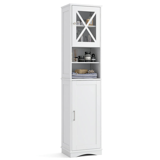 67 Inch Tall Bathroom Cabinet Freestanding Storage Cabinet with 5 Adjustable Shelves