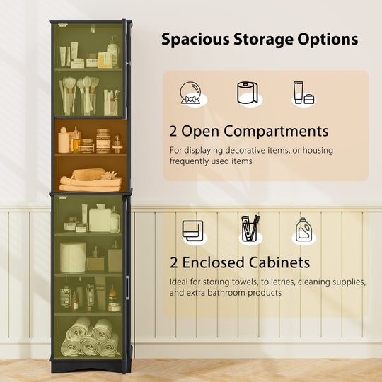 67 Inch Tall Bathroom Cabinet Freestanding Storage Cabinet with 5 Adjustable Shelves