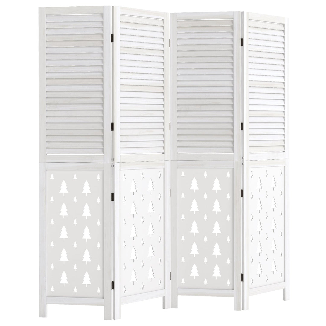 6-Panel Wood Room Divider with Tree Pattern - 67" Tall