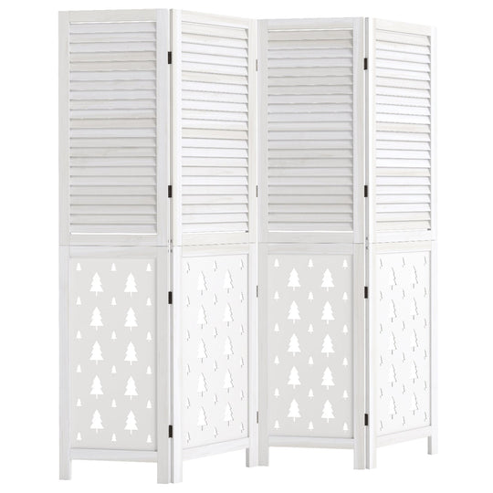 6-Panel Wood Room Divider with Tree Pattern - 67" Tall