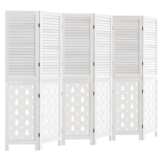 6-Panel Wood Room Divider with Tree Pattern - 67" Tall