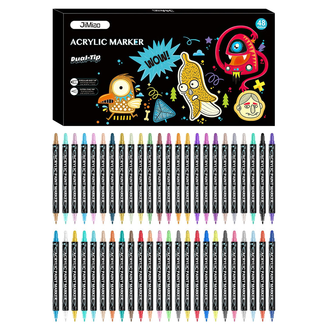 Dual Tip Acrylic Paint Markers Set - Water-Based & Quick-Dry