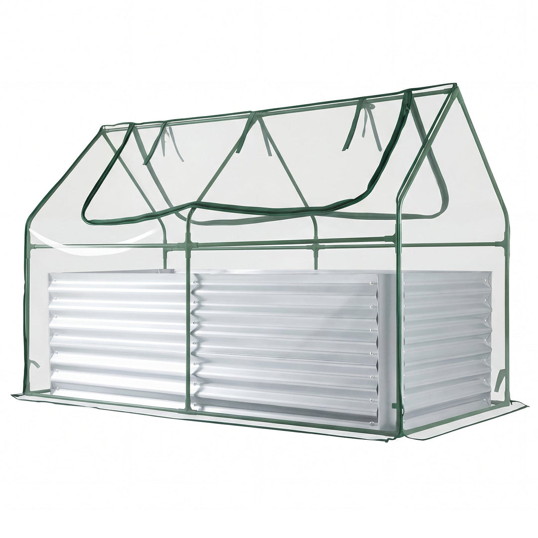 68 x 33 x 21 Inch Galvanized Raised Garden Bed with Cover