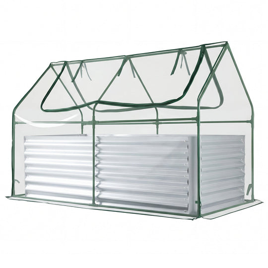 68 x 33 x 21 Inch Galvanized Raised Garden Bed with Cover