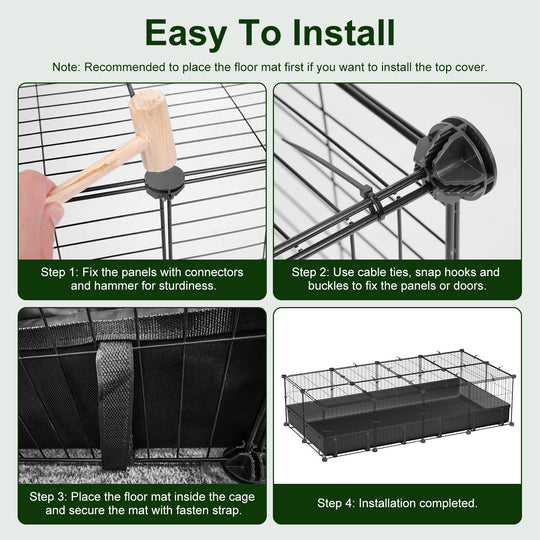 Guinea Pig Cage 47x24x12" with 20 Panels & Waterproof Mat