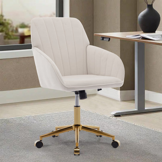 Ergonomic Office Chair with Memory Foam Cushion Corduroy Upholstered Desk Chair Adjustable Swivel Rolling Chair 300LBS M