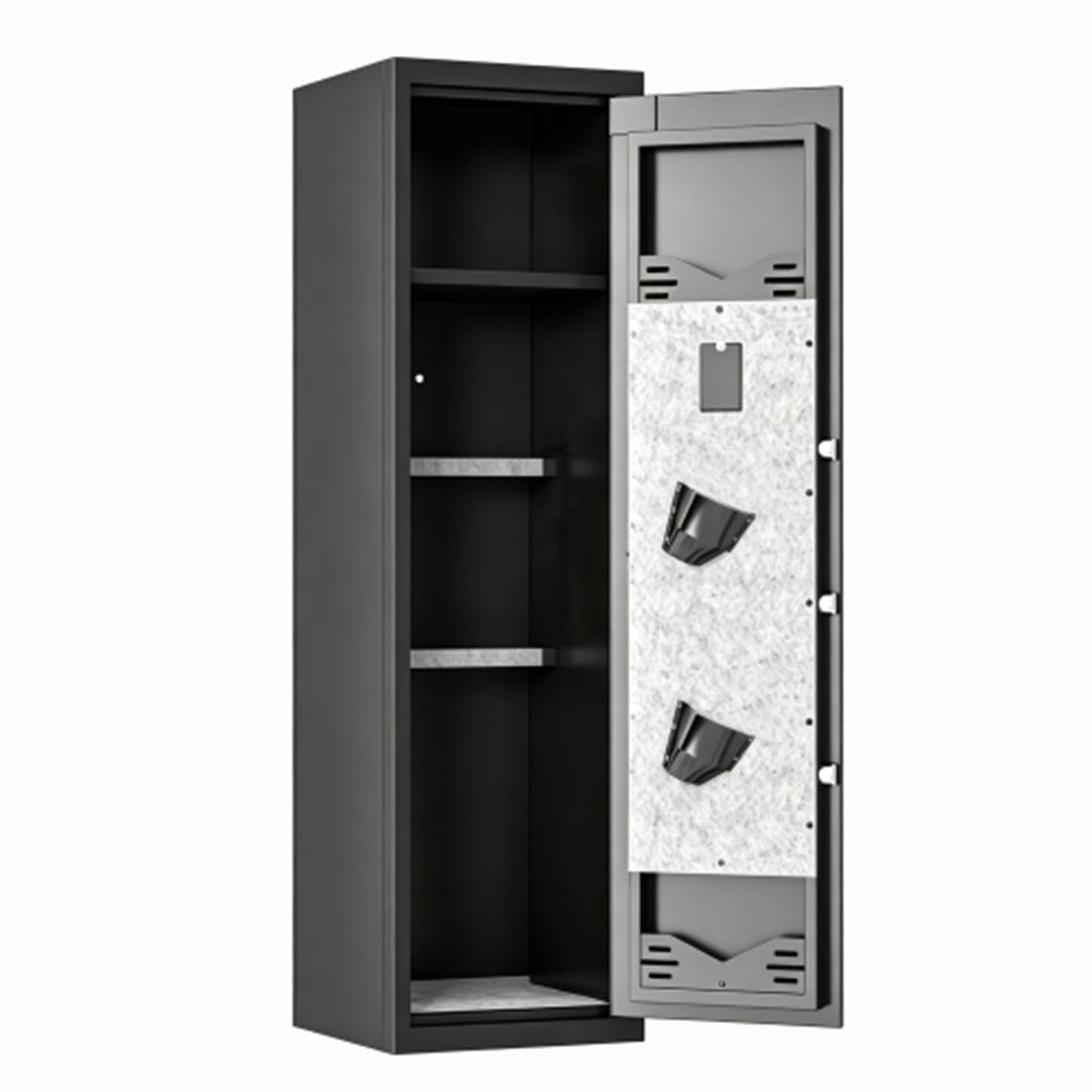 57In Biometric Gun Safe for Rifles and Pistols, Tall Metal Rifle Safe with Fingerprint Keypad and Key Access, Removable 