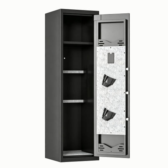 57In Biometric Gun Safe for Rifles and Pistols, Tall Metal Rifle Safe with Fingerprint Keypad and Key Access, Removable 