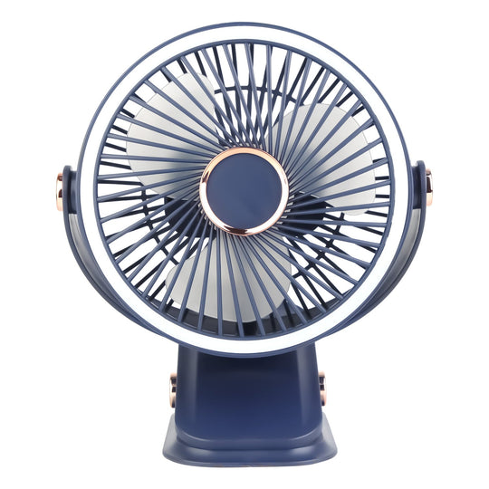 Portable Quiet Clip On Fan With 5 Speeds 3 Brightness 720¡ Fully Adjustable Angle Type-C Rechargeable Clip Desk Wall Mounted Fan For Camping Office Ho