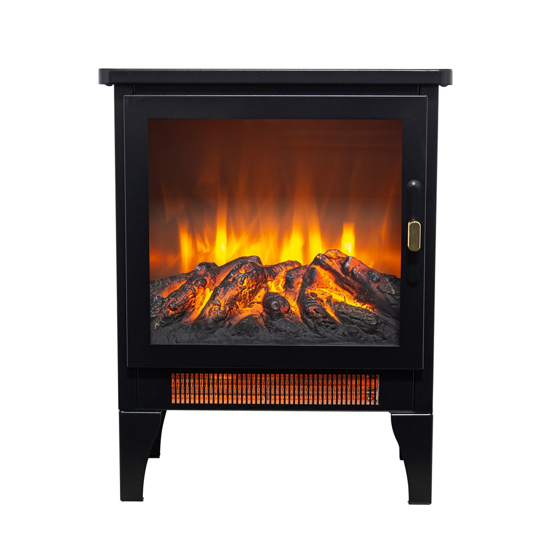 Electric Fireplace Stove Heater 18" with 3-Sided Flame View