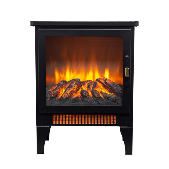 Electric Fireplace Stove Heater 18" with 3-Sided Flame View
