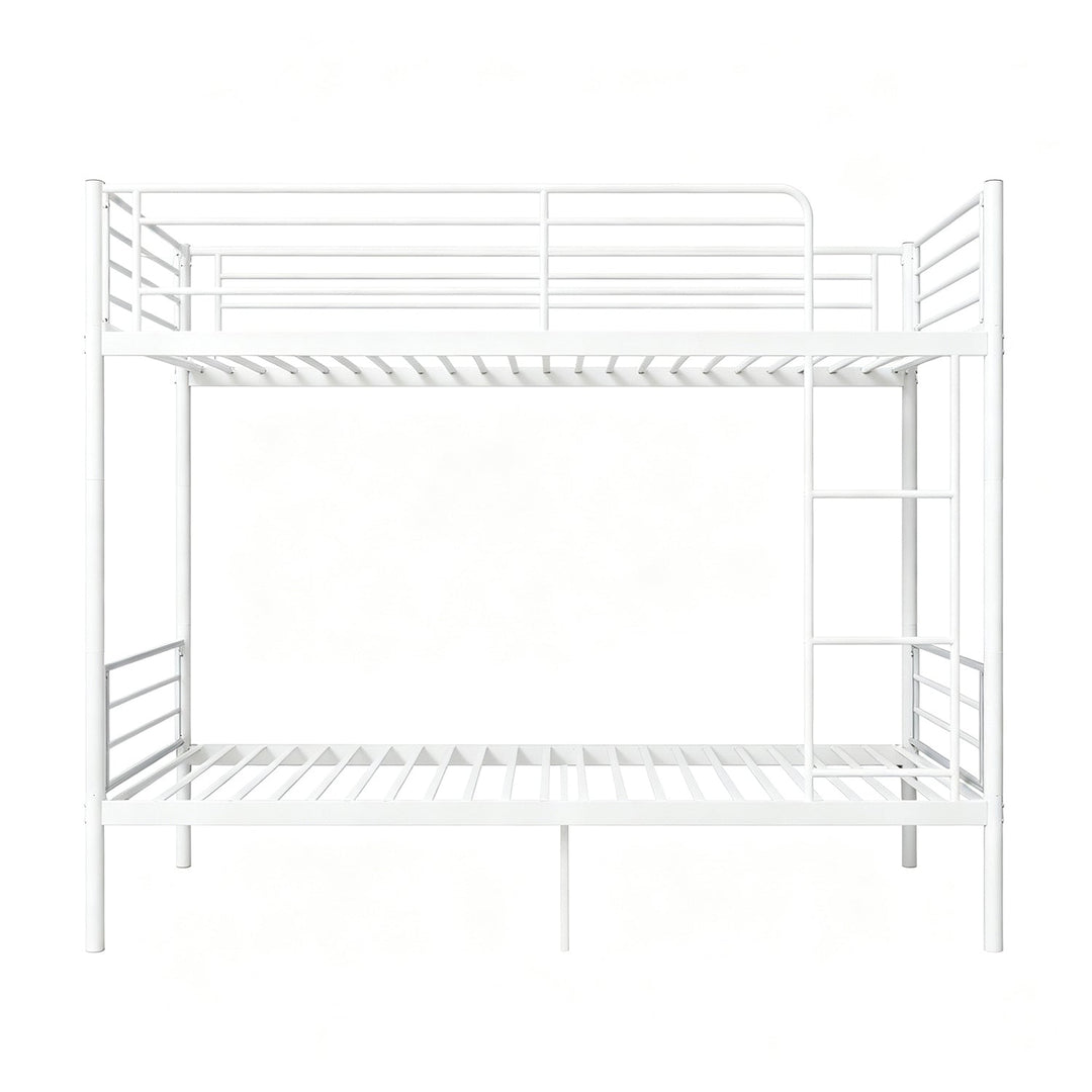 Twin Over Twin Metal Bunk Bed with Ladder and Guardrails