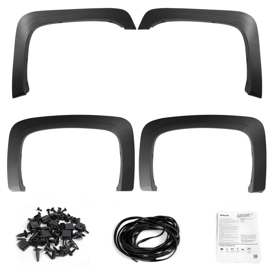 4PCS Wheel Rivet Fender Flares Pocket Style for 07-13 Chevy Silverado 1500 2500HD/3500HD