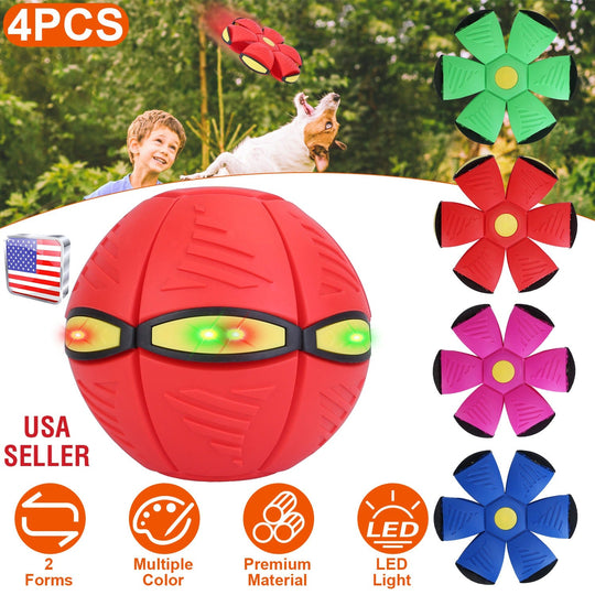 4 Pack Flying Saucer Ball Electric Colorful Flying Toy UFO Ball with LED Lights for Pet Children Outdoor Toy