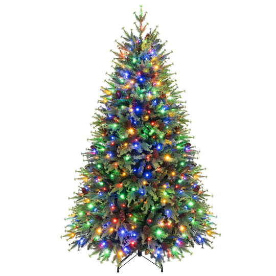 6FT Pre-Lit Artificial Christmas Tree with Warm White and Multicolor LED Lights