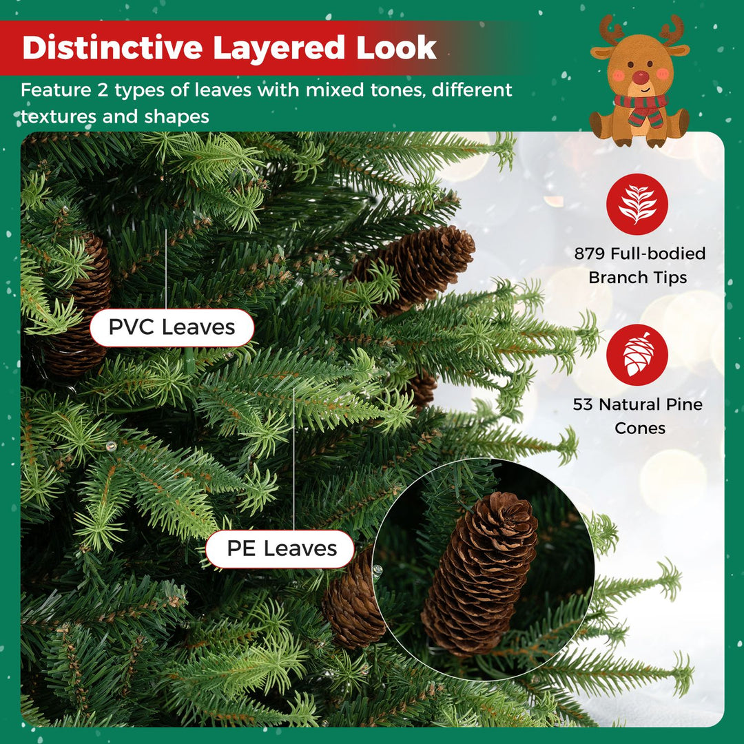 6FT Pre-Lit Artificial Christmas Tree with Warm White and Multicolor LED Lights