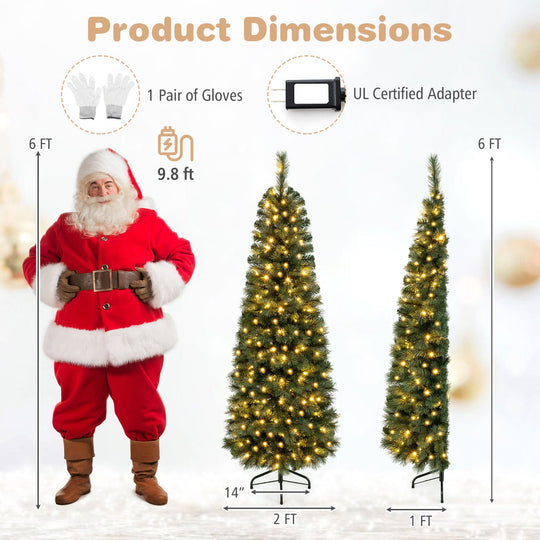 6FT Pre-Lit Half Artificial Christmas Tree with 120 Warm White LED Lights