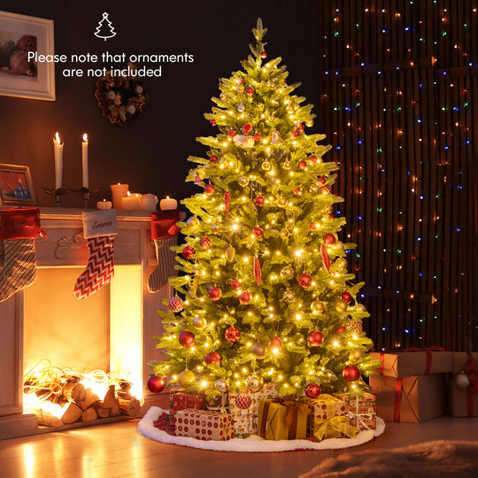 6 Feet Artificial Christmas Tree Hinged Xmas Tree with Lights and 3 Auto Timers-6 ft