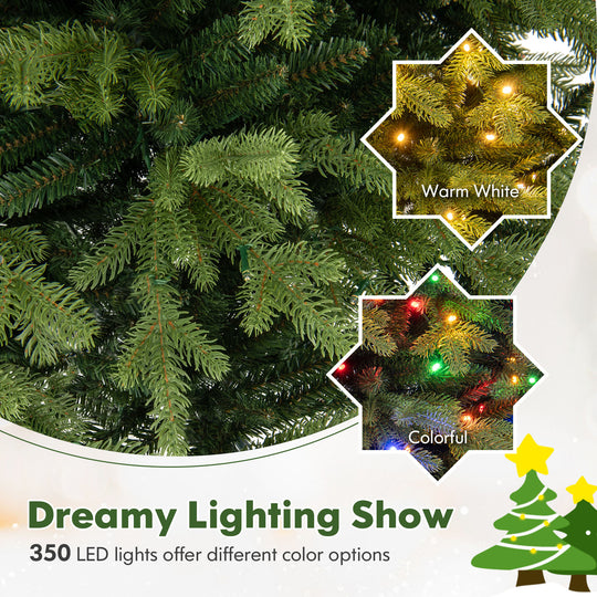 6 Feet Artificial Christmas Tree Hinged Xmas Tree with Lights and 3 Auto Timers-6 ft
