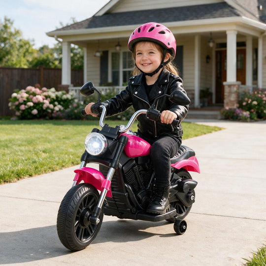 6V Kids Motorcycle with Detachable Training Wheels and Music for Ages 2-5