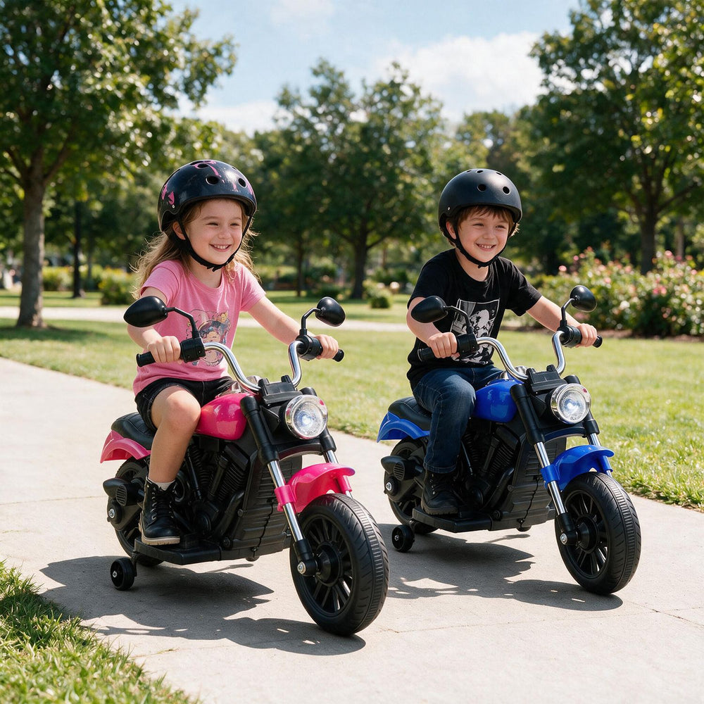 6V Kids Motorcycle with Detachable Training Wheels and Music for Ages 2-5