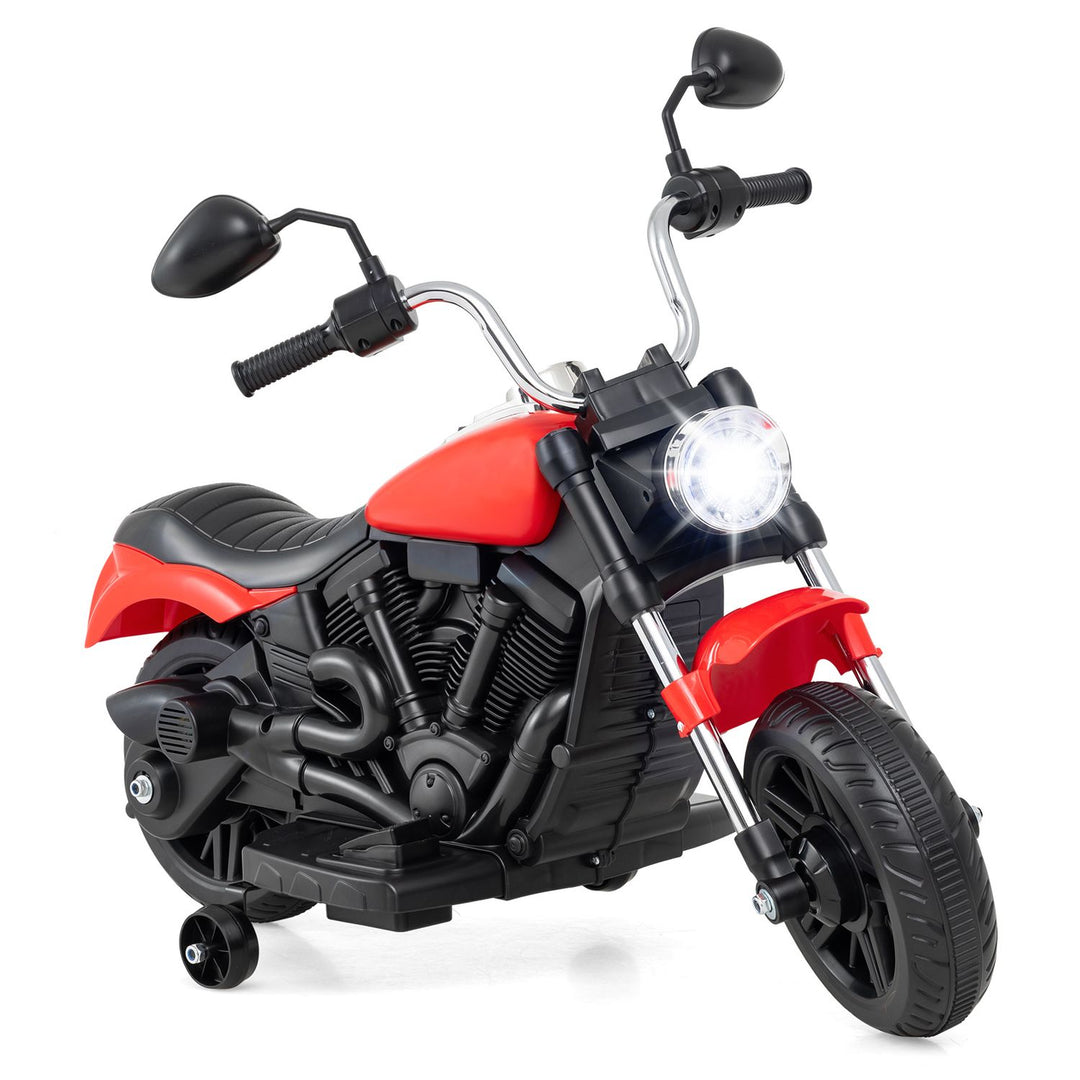 6V Kids Motorcycle with Detachable Training Wheels and Music for Ages 2-5