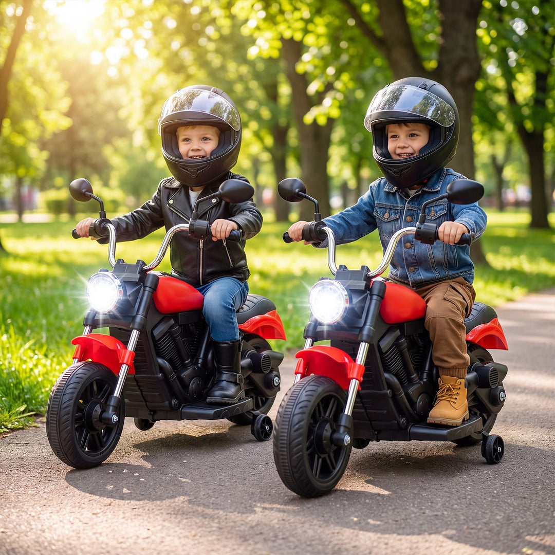 6V Kids Motorcycle with Detachable Training Wheels and Music for Ages 2-5