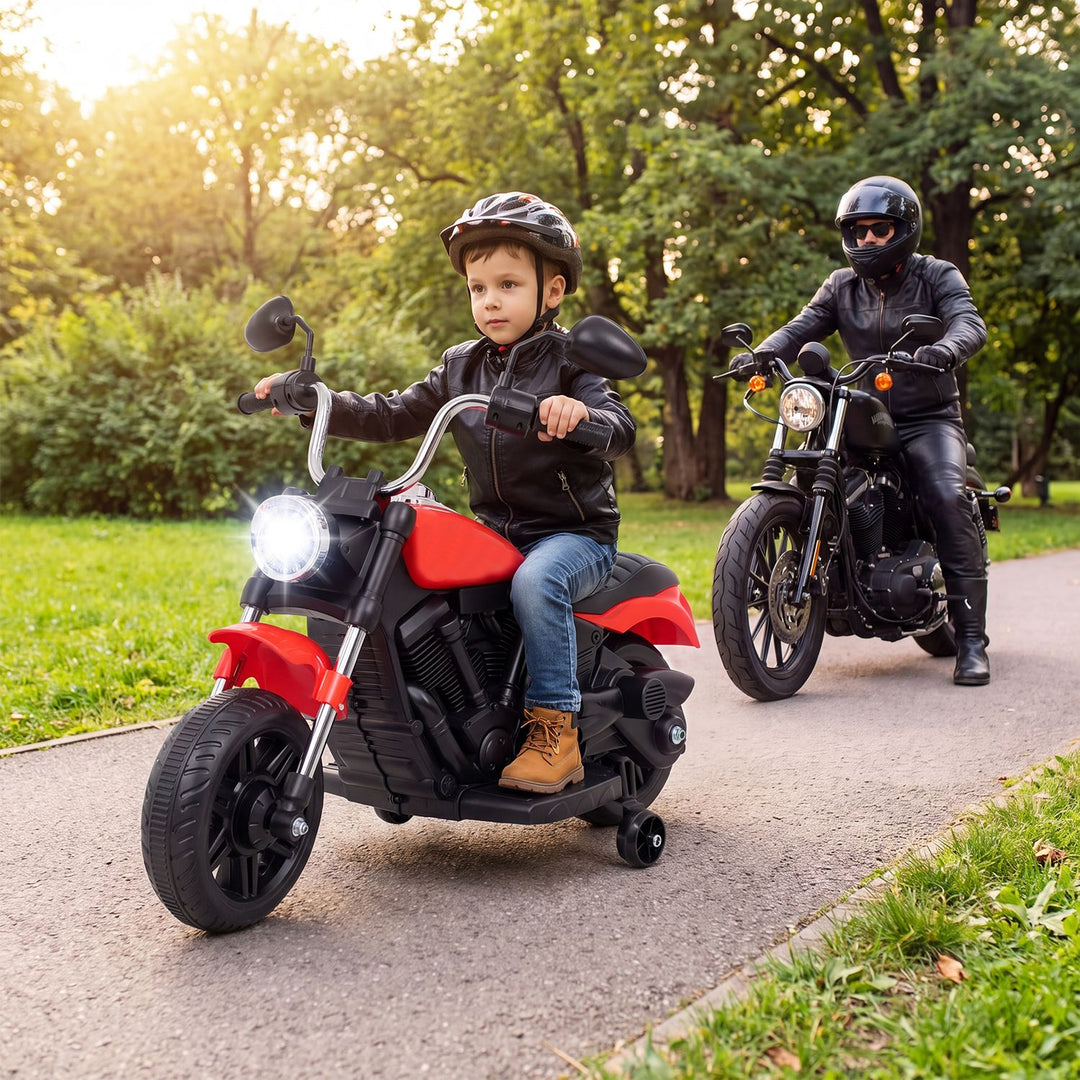 6V Kids Motorcycle with Detachable Training Wheels and Music for Ages 2-5
