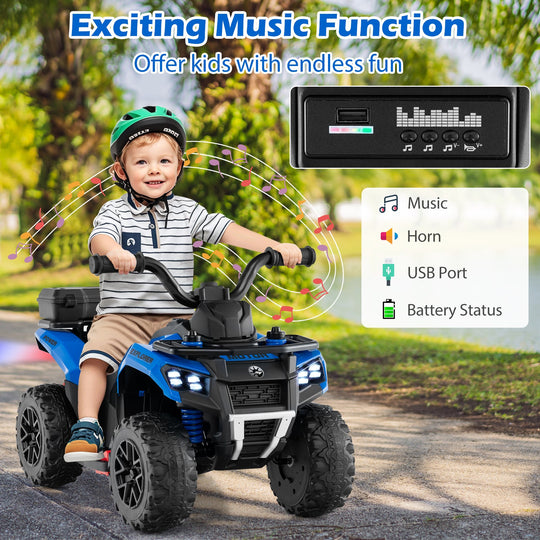 6V Kids Ride On ATV with Spray Function and Storage Box with Music