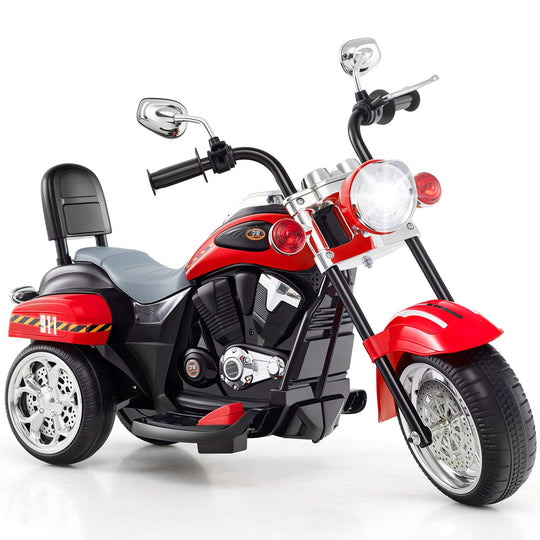 6V Powered Toddler 3-Wheel Motorbike Ride On Toy with Horn and Headlight-Black and White