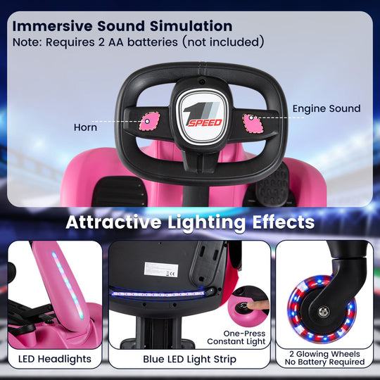 6V Kids Drift Car with Lights and Adjustable Seat
