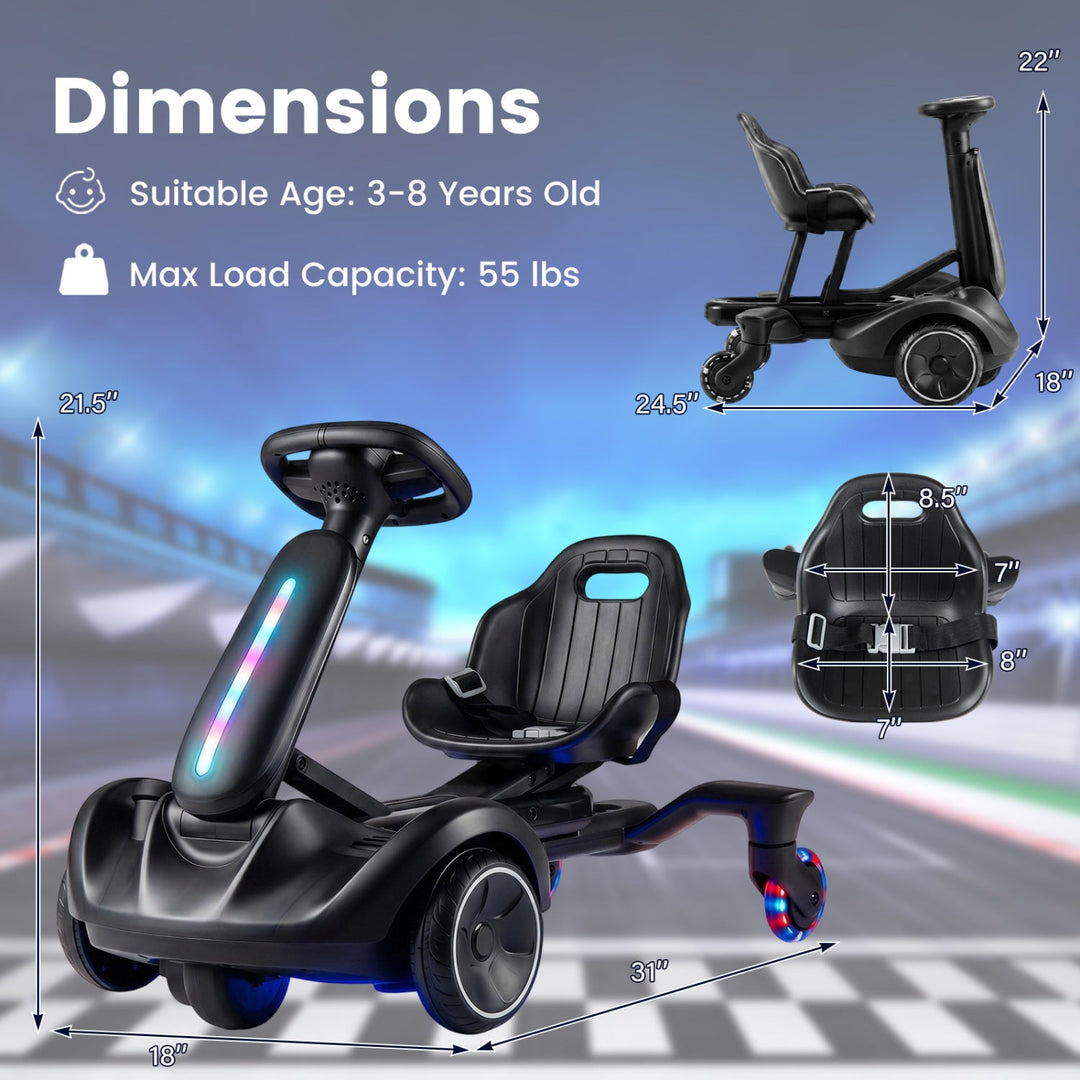 6V Kids Drift Car with Lights and Adjustable Seat