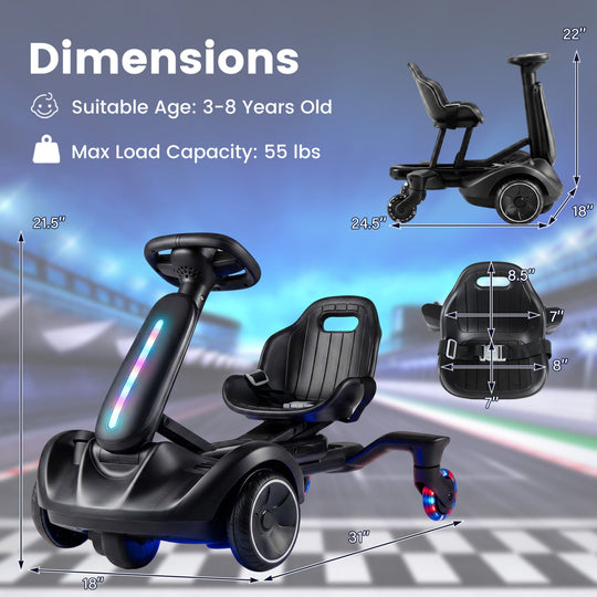 6V Kids Drift Car with Lights and Adjustable Seat