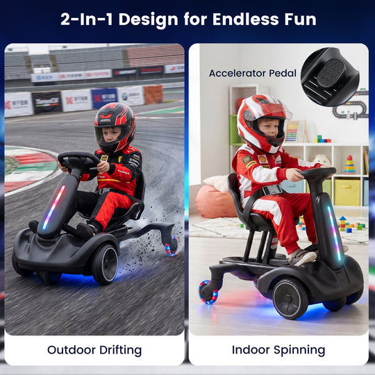 6V Kids Drift Car with Lights and Adjustable Seat
