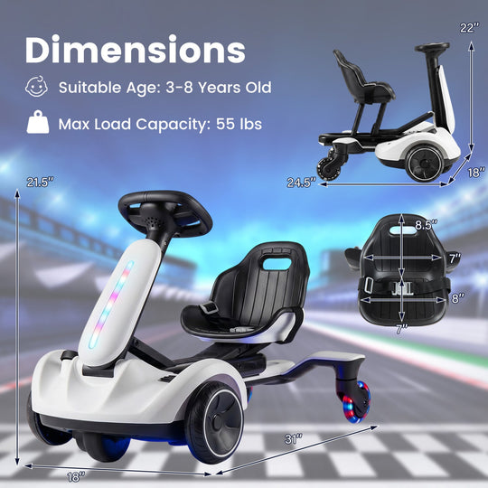 6V Kids Drift Car with Lights and Adjustable Seat